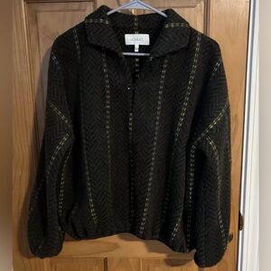 The Great Black and Green Striped Wool Sweater Small